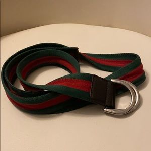 Green and red d ring Gucci belt